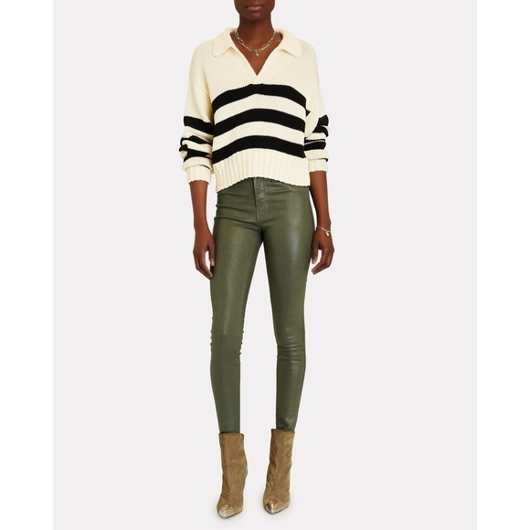 L'agence Women's Hunter Green Coated High Rise Skinny Jeans Size 25 NWOT - Picture 2 of 16